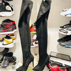 Black Over-the-Knee Stiletto Boots